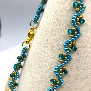 Dark Turquoise Blue Gold bracelet fashion minimalist NEW